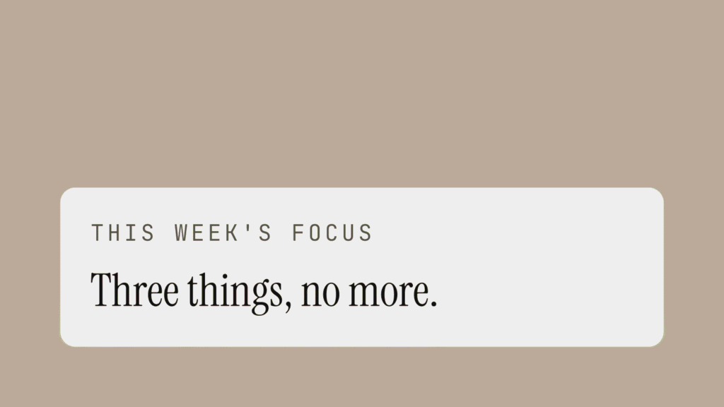 slow week — calmer planning