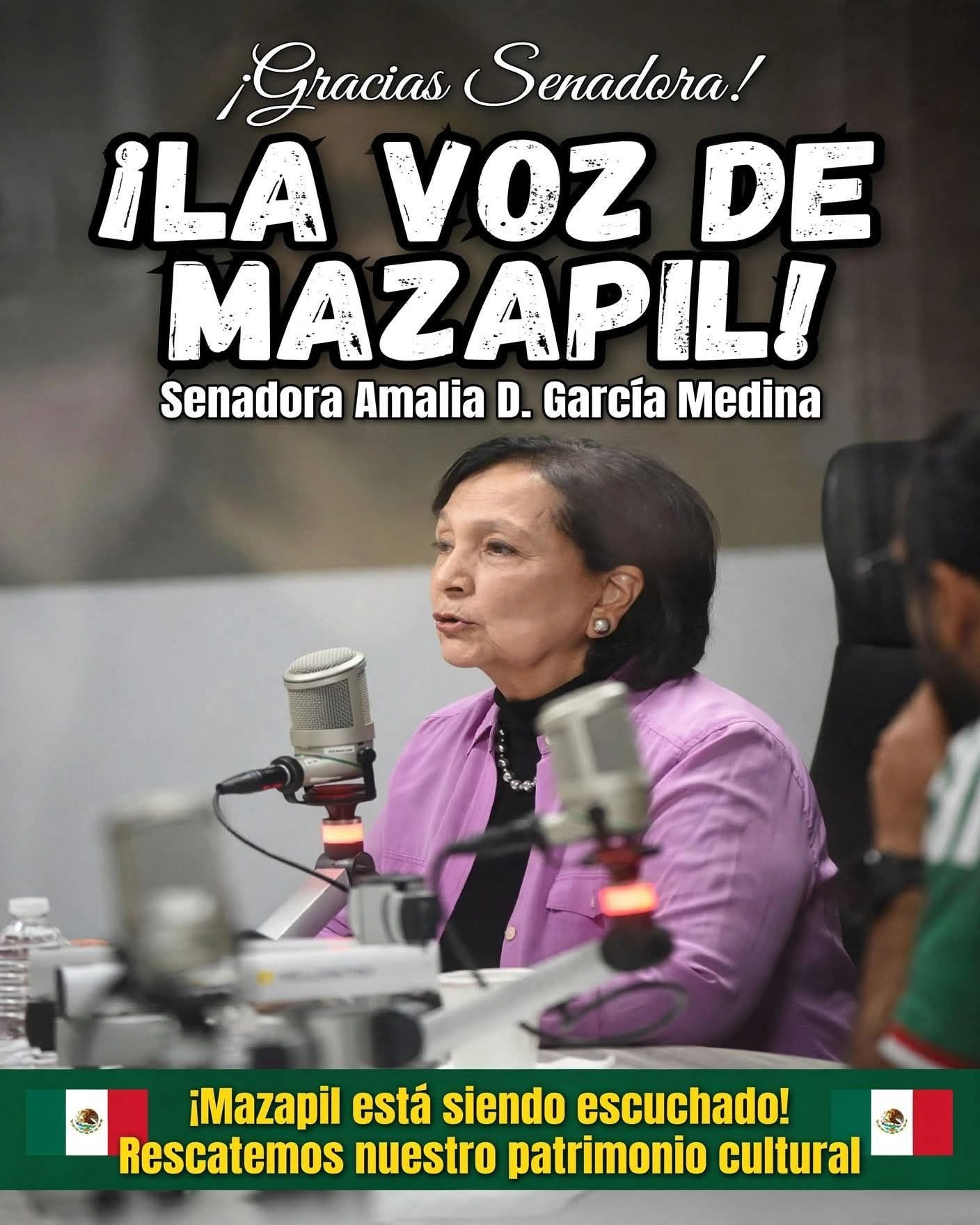 Senadora Amalia D. García Medina — publicación de seguimiento de Mazapil en Podcast
